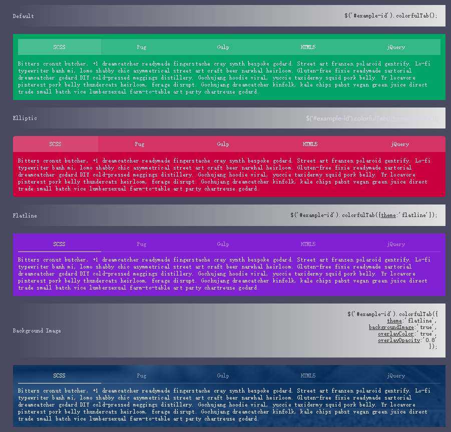 css3彩色动画Tabs选项卡特效