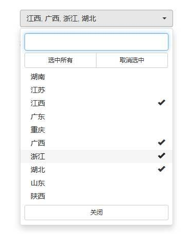 jQuery bootstrap城市下拉框多选代码