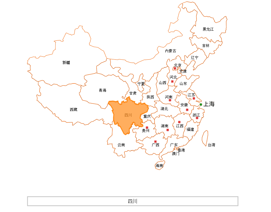 jQuery 中国地图高亮显示选中城市代码